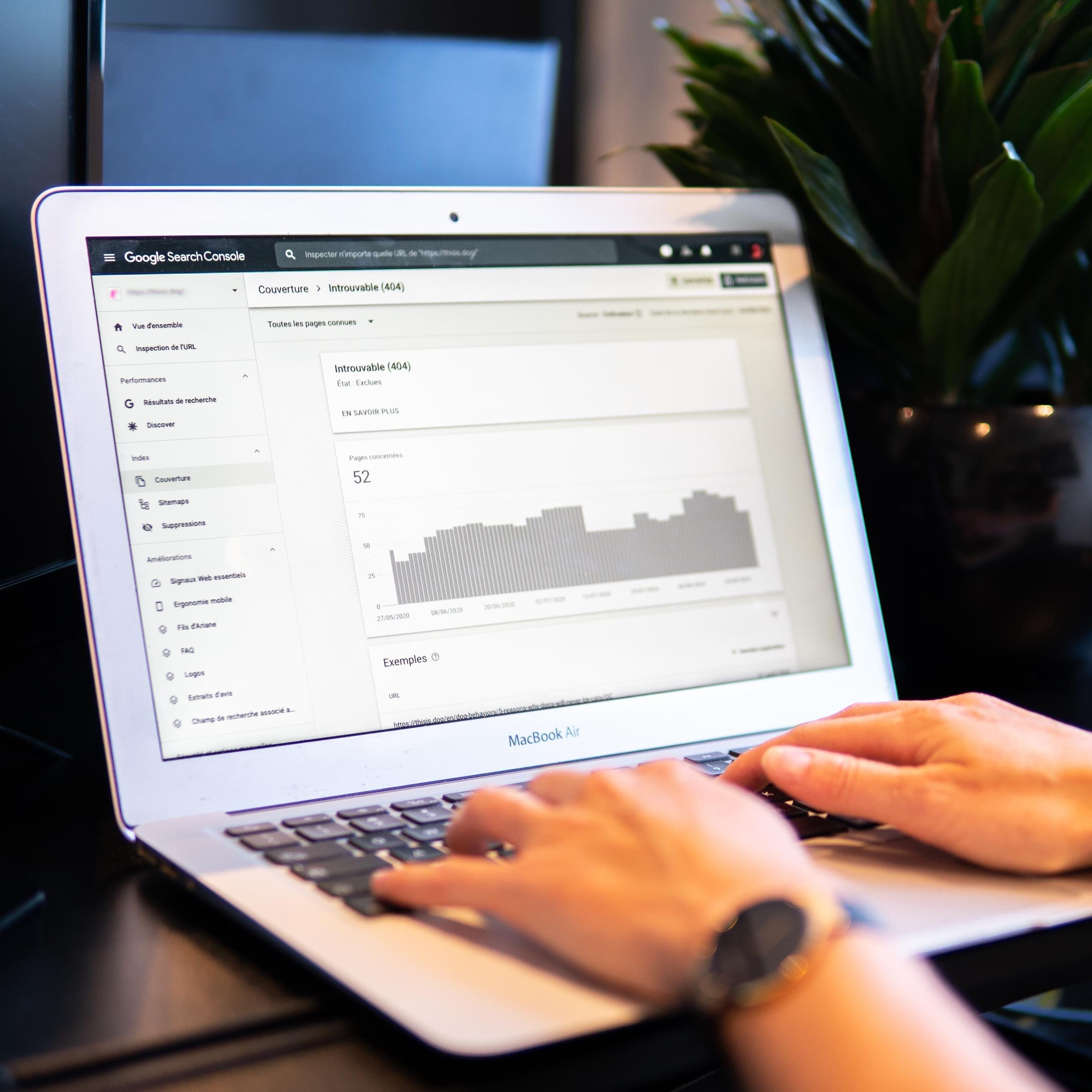 Technical SEO work on a laptop
