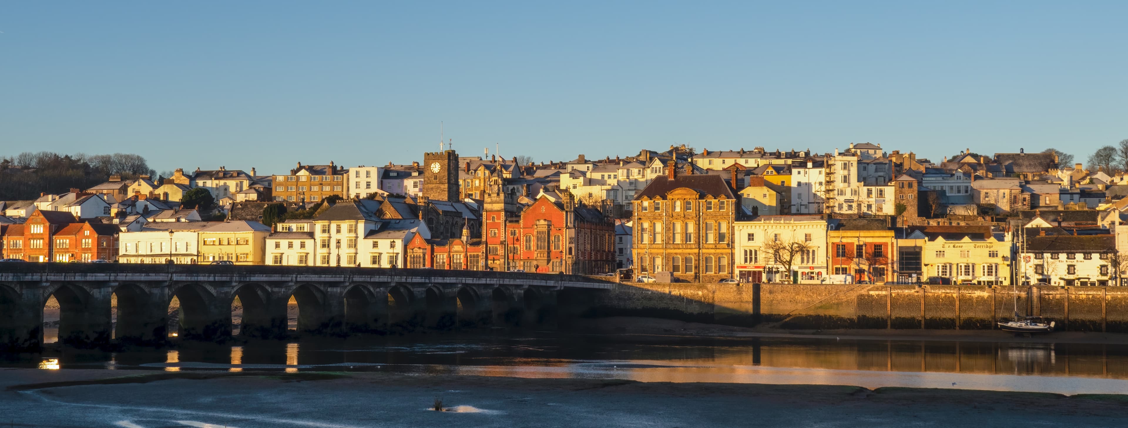 The long bridge over the river at Bideford, North Devon